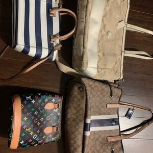 Coach Beige and Cream Signature Tote